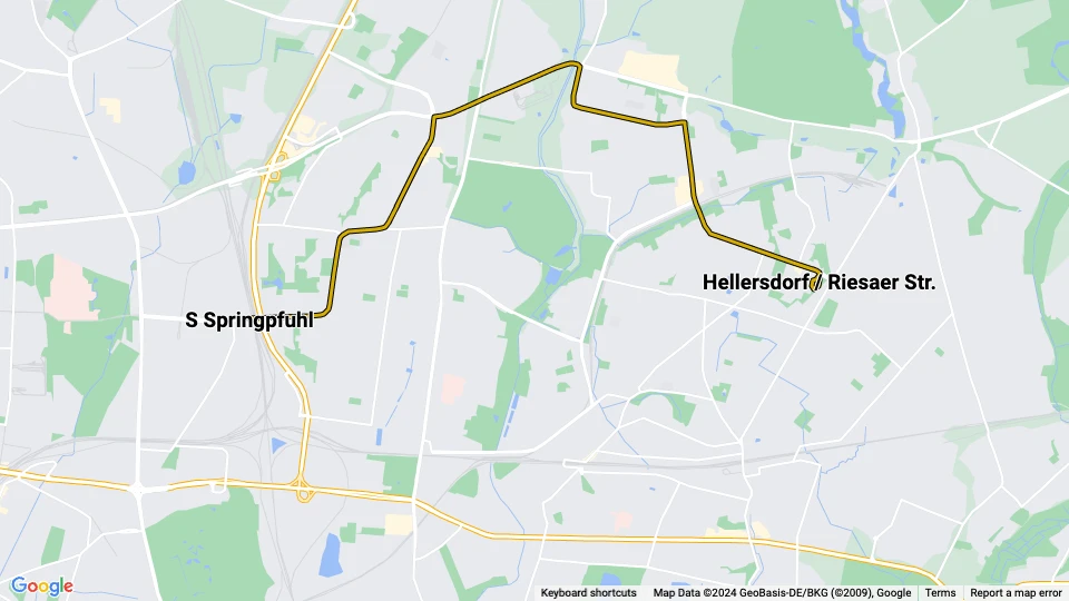 Berlin extra line 18: Hellersdorf / Riesaer Str. - S Springpfuhl route map