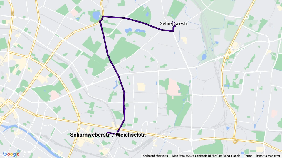 Berlin extra line 29: Scharnweberstr. / Weichselstr. - Gehrenseestr. route map