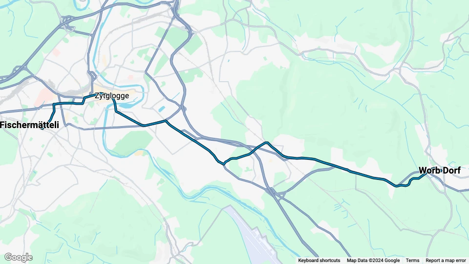 Berne regional line 6: Fischermätteli - Worb Dorf route map