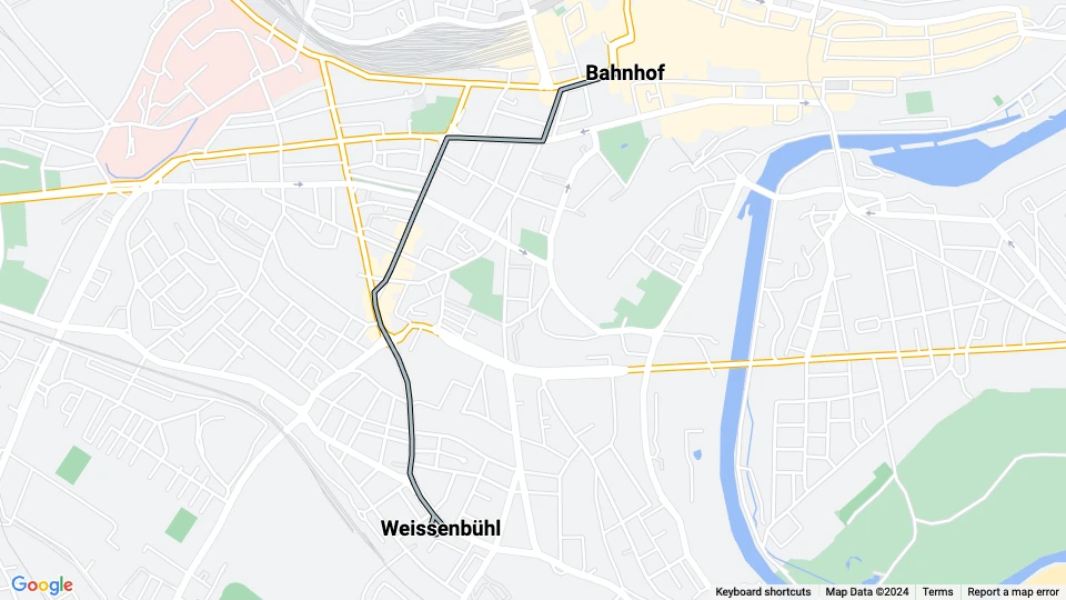 Berne tram line 3: Bahnhof - Weissenbühl route map