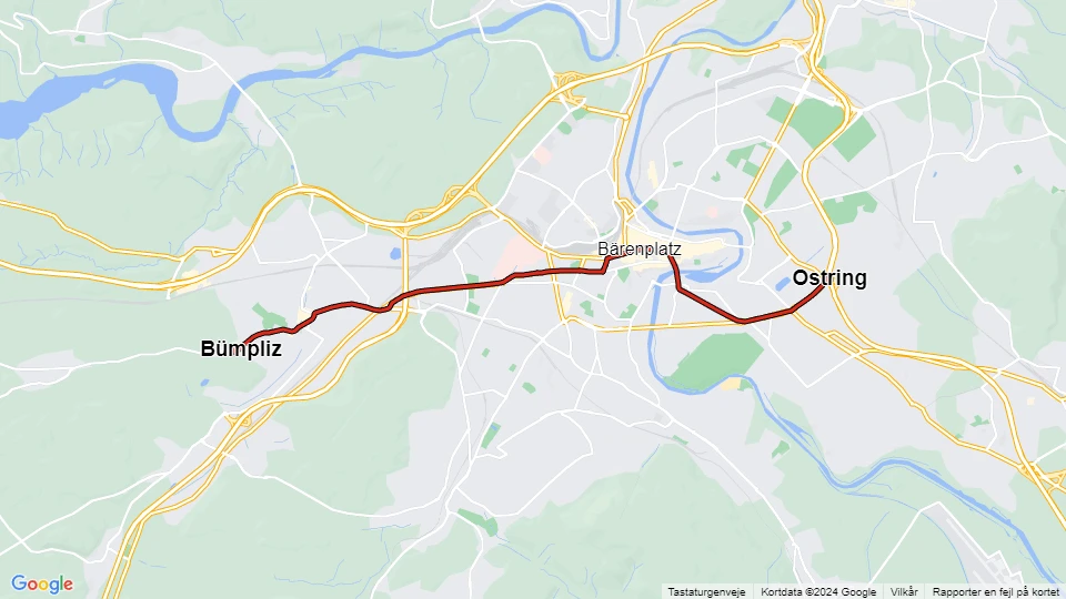 Berne tram line 7: Bümpliz - Ostring route map