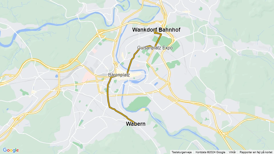Berne tram line 9: Wankdorf Bahnhof - Wabern route map