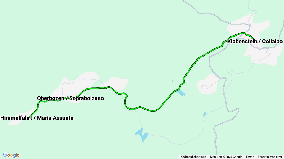 Bolzano Rittnerbahn 160: Maria Himmelfahrt / Maria Assunta - Klobenstein / Collalbo route map