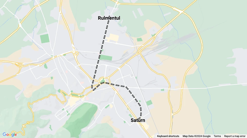 Braşov tram line 101: Rulmentul - Saturn route map