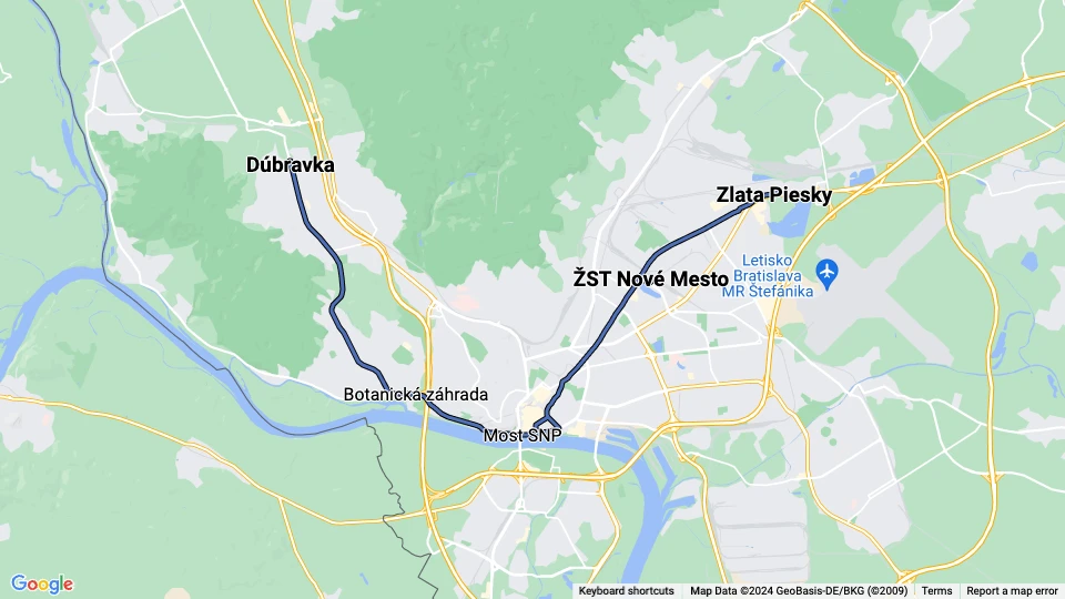 Bratislava tram line 4 route map