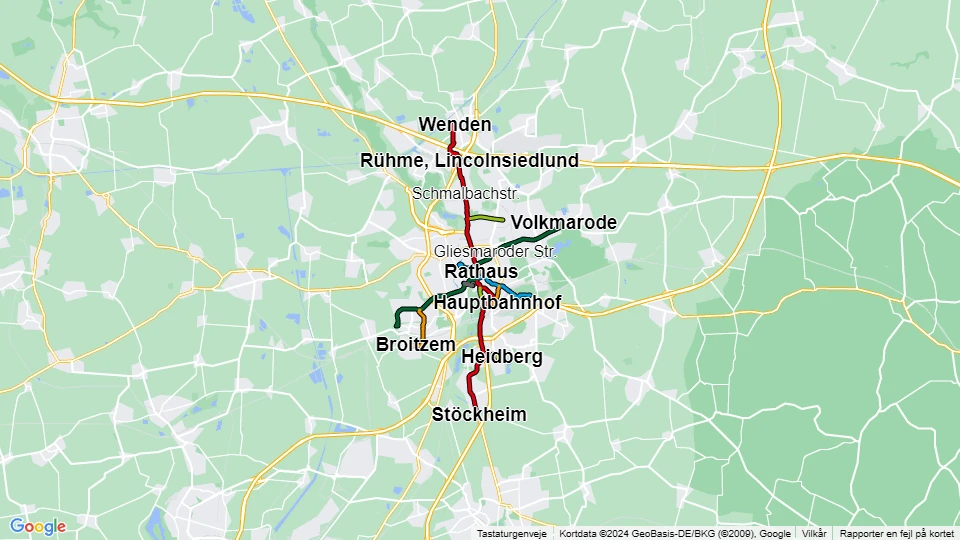 Braunschweiger Verkehr (BSVG) route map