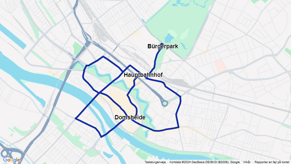 Bremen 16 Ringlinie: Bürgerpark - Domsheide route map