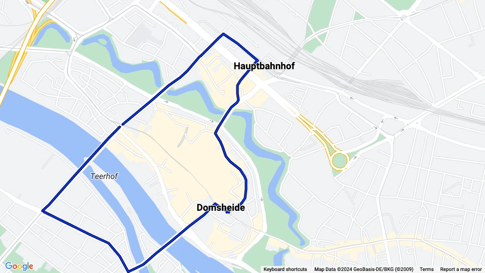 Bremen 16 Ringlinie: Hauptbahnhof - Domsheide route map