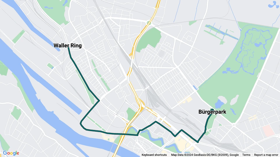 Bremen extra line 5: Bürgerpark - Waller Ring route map