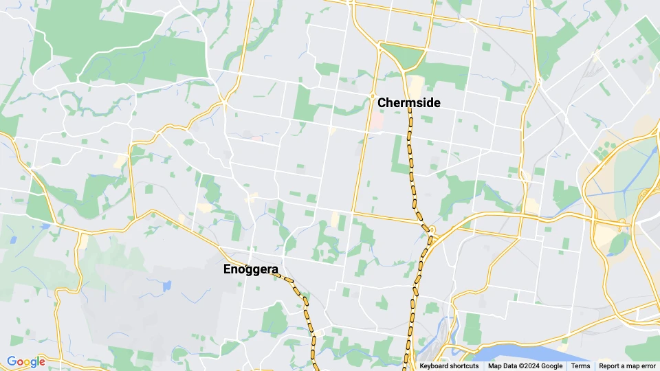 Brisbane tram line 72: Enoggera - Chermside route map