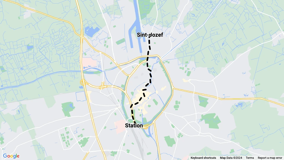 Bruges tram line 4: Station - Sint-Jozef route map