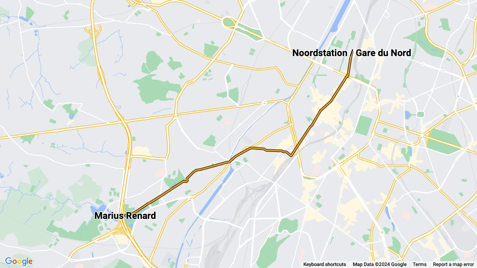 Brussels extra line 31: Noordstation / Gare du Nord - Marius Renard route map
