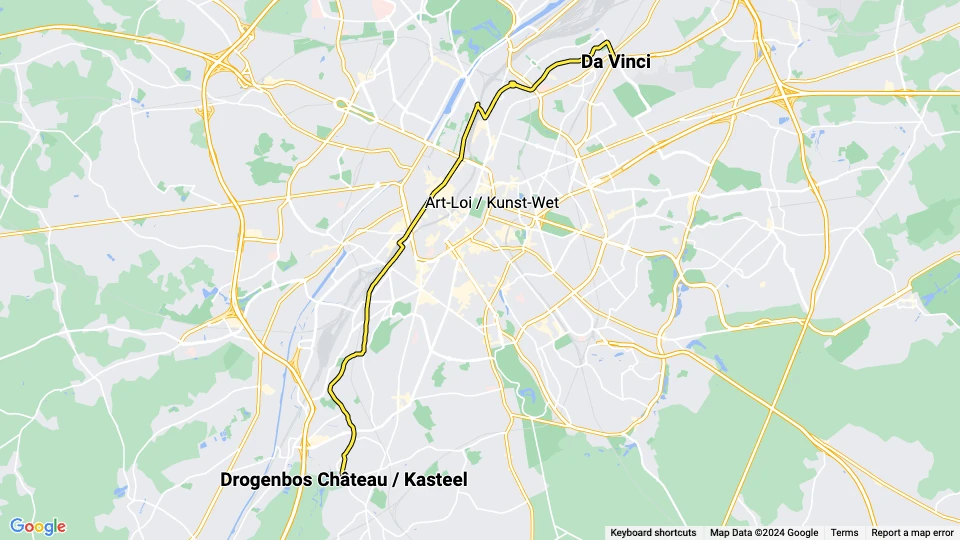 Brussels extra line 32: Da Vinci - Drogenbos Château / Kasteel route map