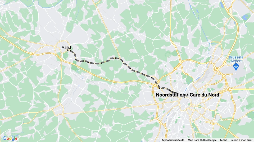 Brussels regional line AL: Noordstation / Gare du Nord - Aalst route map