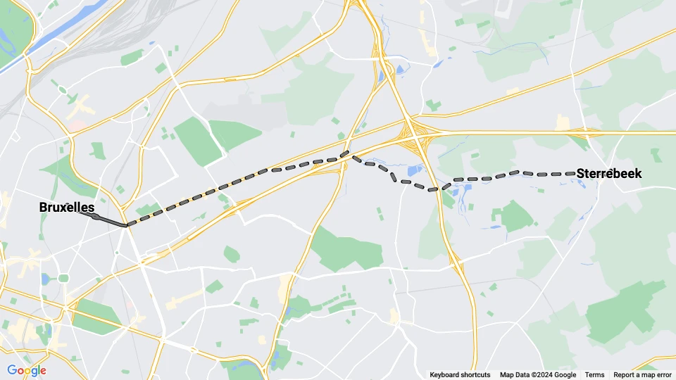 Brussels regional line S: Sterrebeek - Bruxelles route map