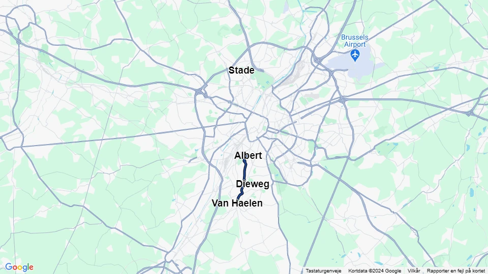 Brussels tram line 18: Van Haelen - Albert route map