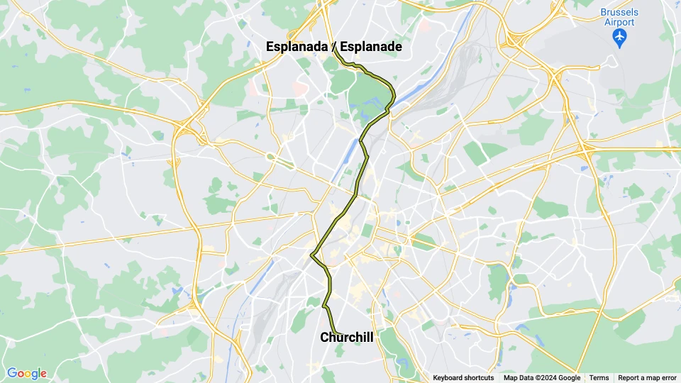 Brussels tram line 3: Esplanada / Esplanade - Churchill route map