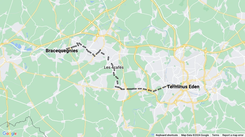 Brussels tram line 31: Terminus Eden - Bracequegnies route map