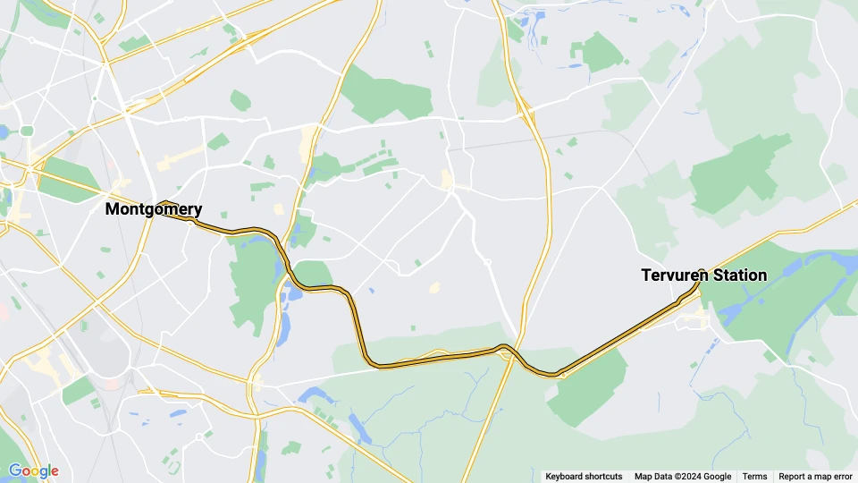 Brussels tram line 44: Montgomery - Tervuren Station route map
