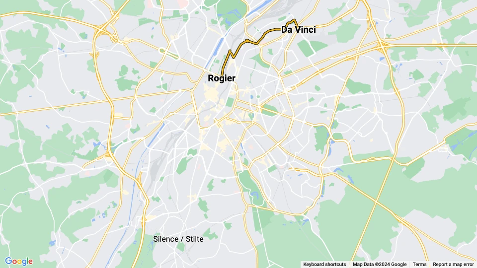 Brussels tram line 55: Rogier - Da Vinci route map