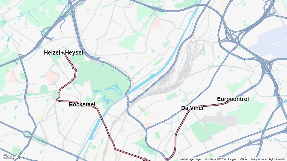 Brussels tram line 62: Eurocontrol - Heizel / Heysel route map