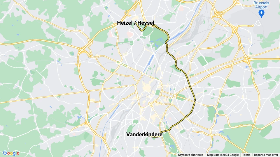 Brussels tram line 7: Heizel / Heysel - Vanderkindere route map