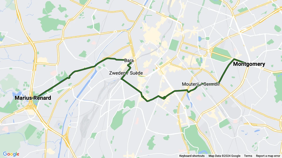 Brussels tram line 81: Marius Renard - Montgomery route map