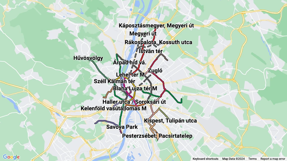 Budapesti Közlekedési Vállalat (BKV) route map