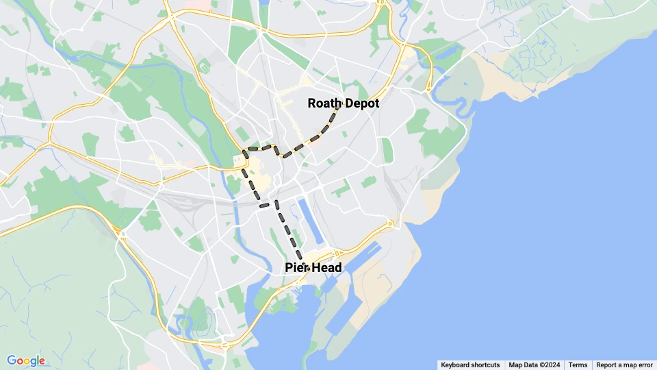 Cardiff tram line 2: Roath Depot - Pier Head route map