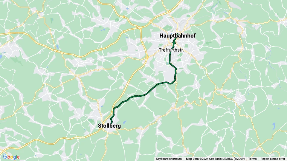Chemnitz regional line C11: Hauptbahnhof - Stollberg route map