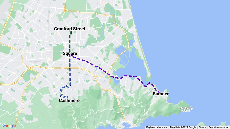 Christchurch Transport Board (CTB) route map