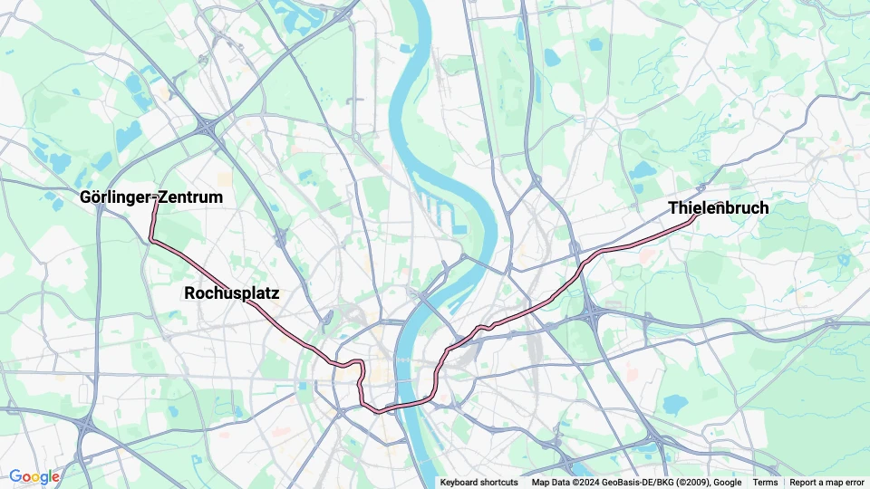Cologne tram line 3: Görlinger-Zentrum - Thielenbruch route map