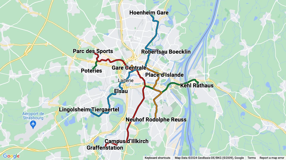 Compagnie des Transports Strasbourgeois (CTS) route map