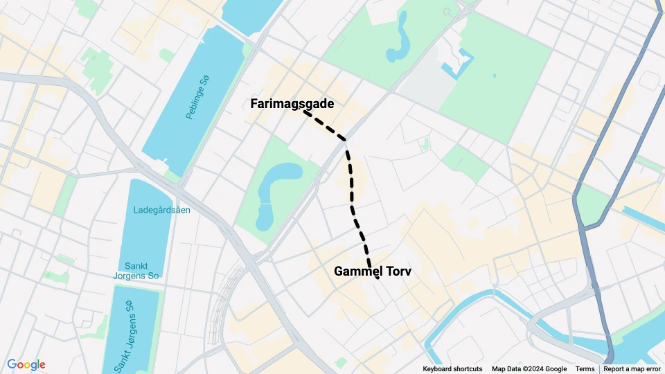 Copenhagen horse tram line 11: Gammel Torv - Farimagsgade route map