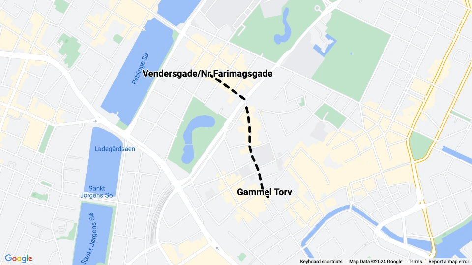 Copenhagen horse tram line 11: Gammel Torv - Vendersgade/Nr Farimagsgade route map