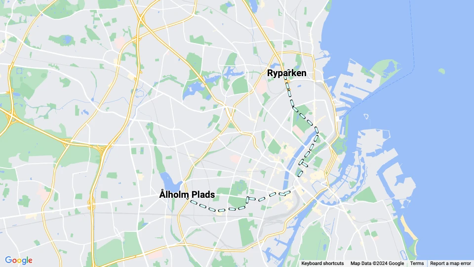 Copenhagen night line C: Ålholm Plads - Ryparken route map
