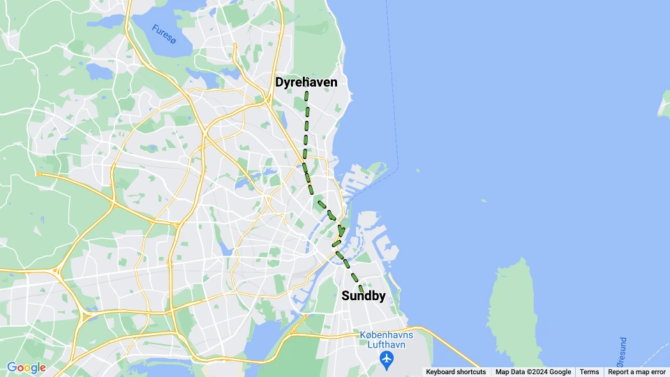 Copenhagen Sundby Skovlinie: Dyrehaven - Sundby route map
