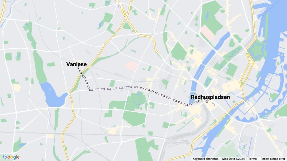Copenhagen tram line 17: Vanløse - Rådhuspladsen route map