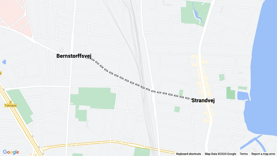 Copenhagen tram line 26: Bernstorffsvej - Strandvej route map