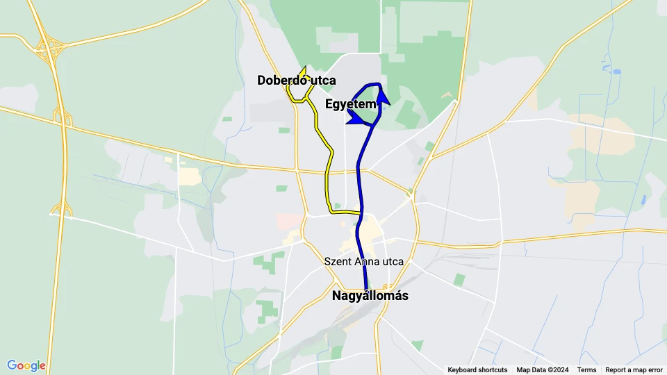 Debreceni Közlekedési Vállalat (DKV) route map