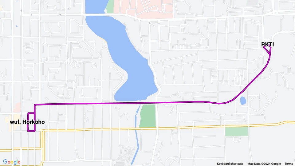 Donetsk tram line 9: PKTI - wuł. Horkoho route map
