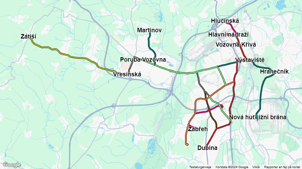 Dopravní podnik Ostrava (DPO) route map
