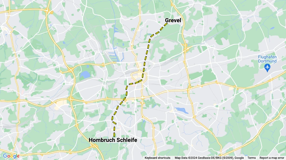 Dortmund tram line 402: Hombruch Schleife - Grevel route map
