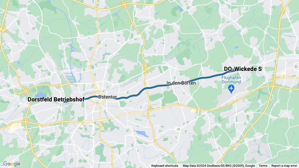 Dortmund tram line U43: Dorstfeld Betriebshof - DO-Wickede S route map
