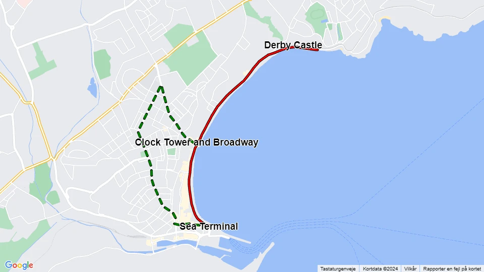 Douglas Bay Horse Tramway route map