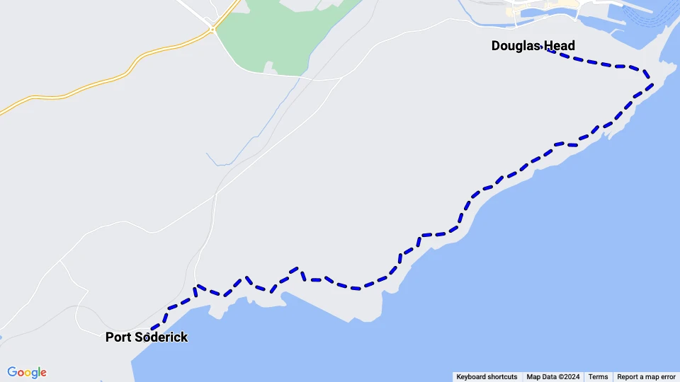 Douglas, Isle of Man Southern Electric Tramway: Douglas Head - Port Soderick route map