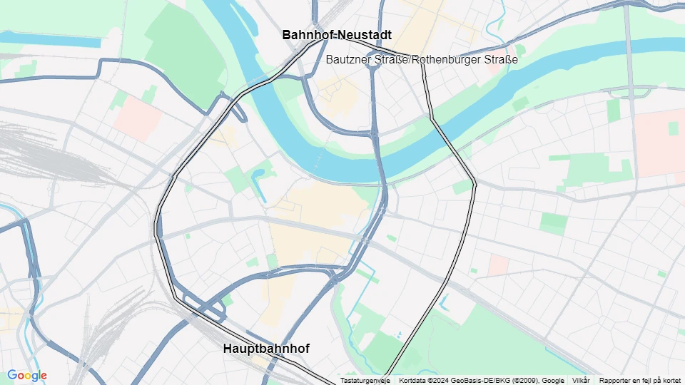 Dresden tram line 26: Hauptbahnhof - Bahnhof Neustadt route map