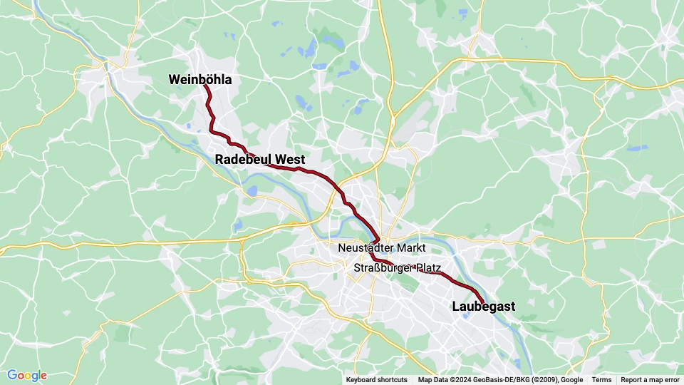 Dresden tram line 4: Weinböhla - Laubegast route map