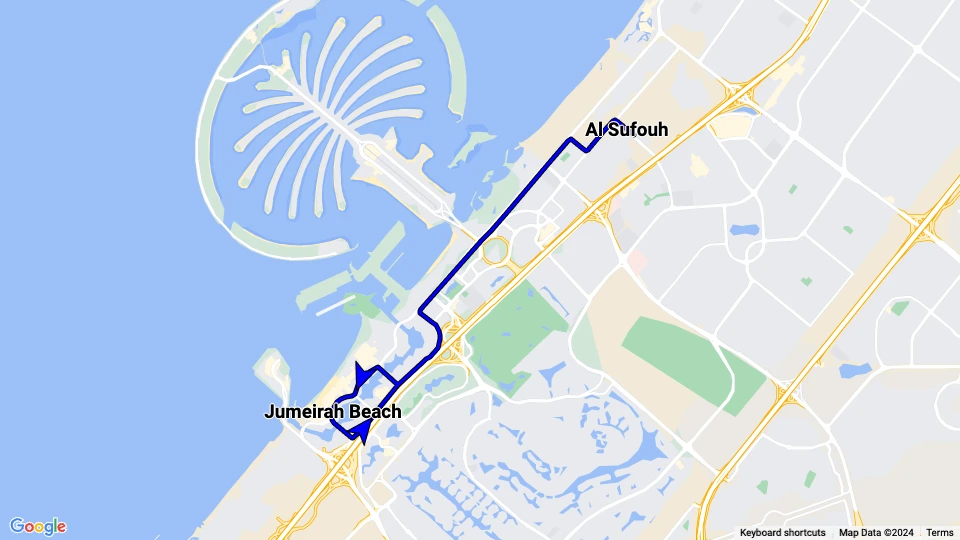 Dubai Tram route map