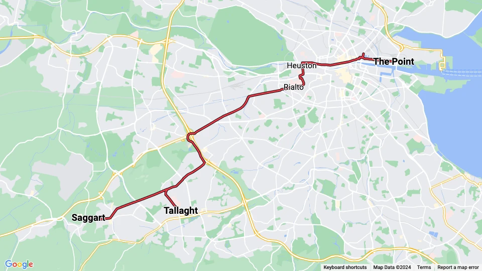 Dublin Red Line route map